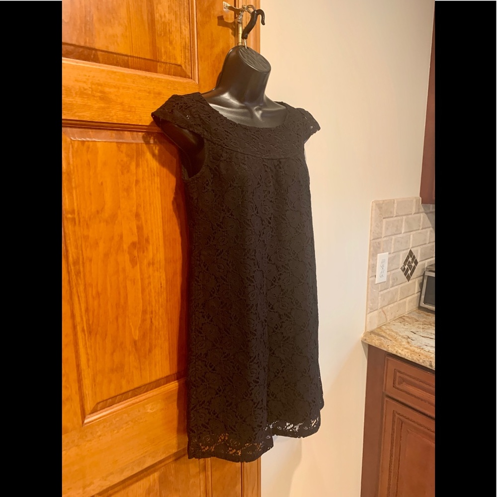 Anthropology mini Black lace lined dress Small 2 4 - Picture 2 of 8